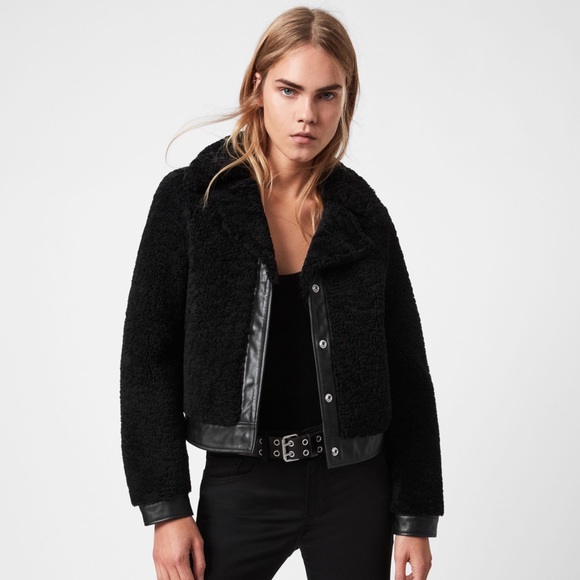 NWT ALLSAINTS MADSEN SHEARLING JACKET - Picture 1 of 5